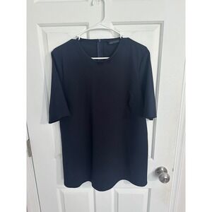 Zara Woman Navy Top Short Sleeve Minimalist Chic‎ Career Size Medium